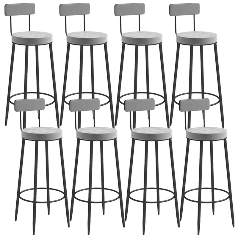 Metal Low Back Dining Stools Glam Armless Bar Stools with Black Metal Base