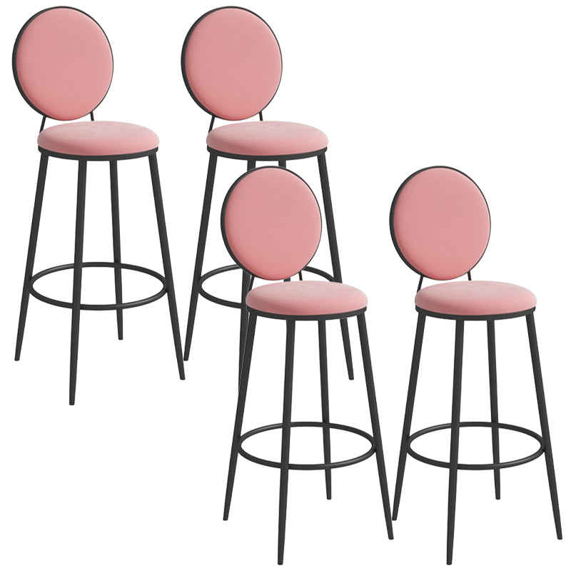 Metal Low Back Dining Stools Glam Armless Bar Stools with Black Metal Base