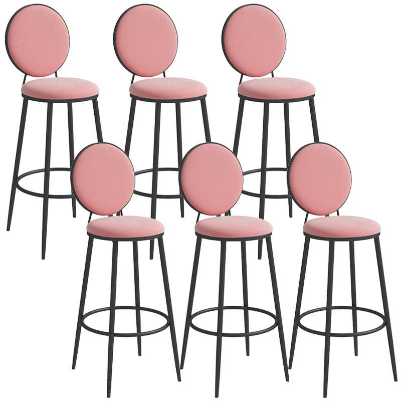 Metal Low Back Dining Stools Glam Armless Bar Stools with Black Metal Base