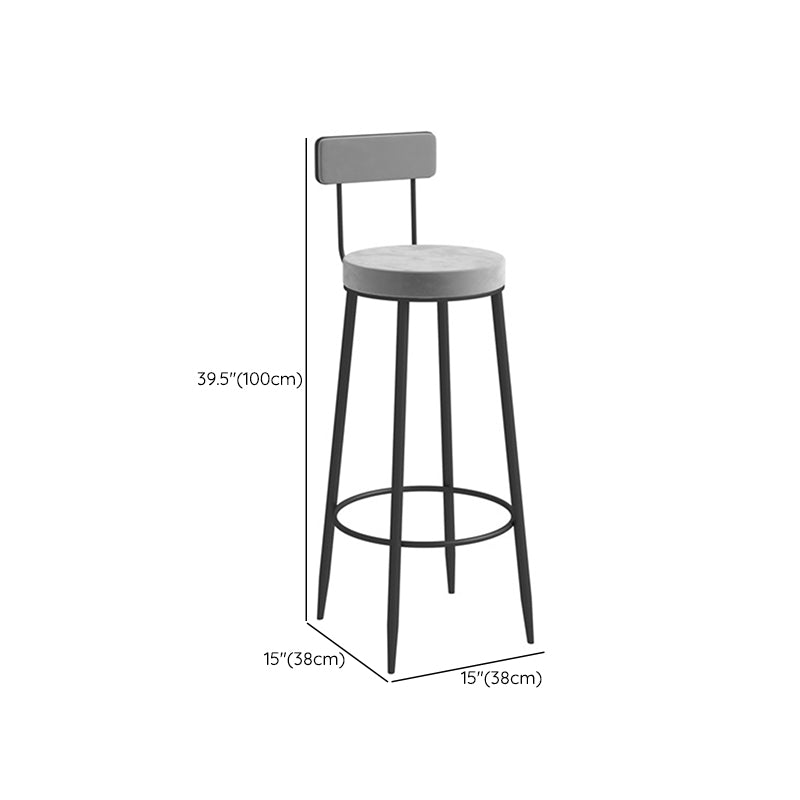 Metal Low Back Dining Stools Glam Armless Bar Stools with Black Metal Base