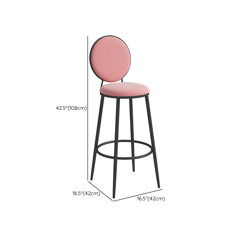 Metal Low Back Dining Stools Glam Armless Bar Stools with Black Metal Base