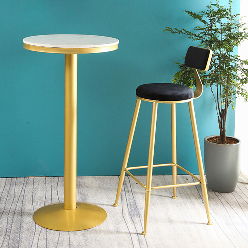 Metal Low Back Dining Stools Glam Armless Bar Stools with Gold Metal Base