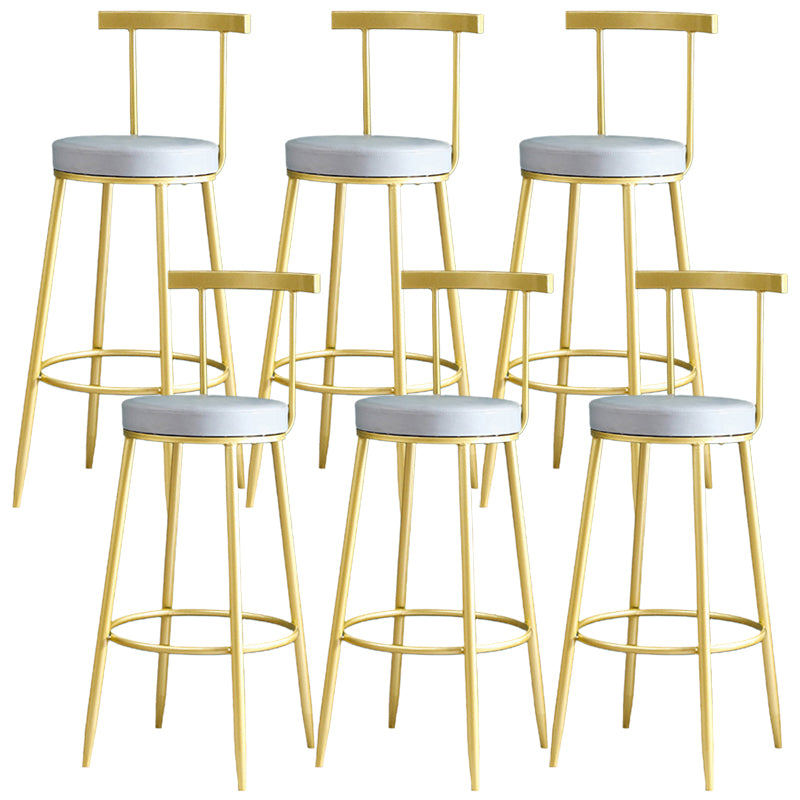 Metal Low Back Dining Stools Glam Armless Bar Stools with Gold Metal Base