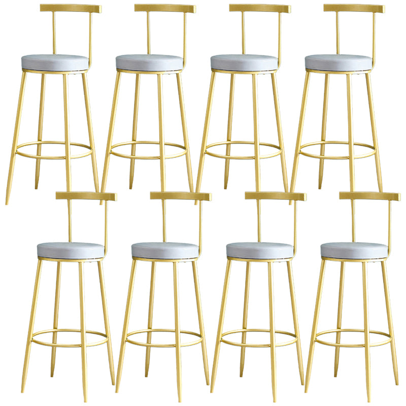 Metal Low Back Dining Stools Glam Armless Bar Stools with Gold Metal Base