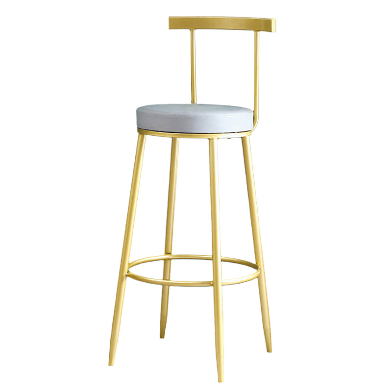 Metal Low Back Dining Stools Glam Armless Bar Stools with Gold Metal Base
