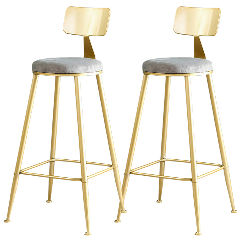 Metal Low Back Dining Stools Glam Armless Bar Stools with Gold Metal Base