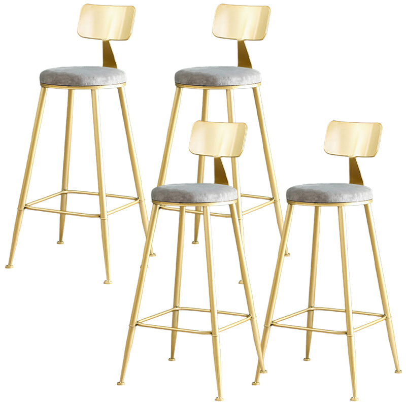 Metal Low Back Dining Stools Glam Armless Bar Stools with Gold Metal Base