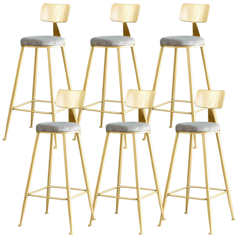 Metal Low Back Dining Stools Glam Armless Bar Stools with Gold Metal Base
