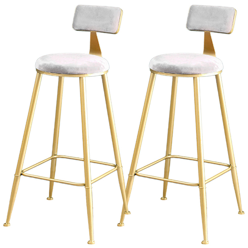 Metal Low Back Dining Stools Glam Armless Bar Stools with Gold Metal Base