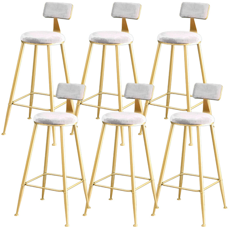 Metal Low Back Dining Stools Glam Armless Bar Stools with Gold Metal Base