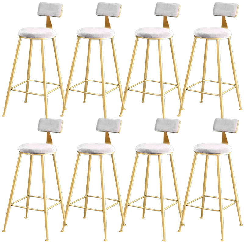 Metal Low Back Dining Stools Glam Armless Bar Stools with Gold Metal Base