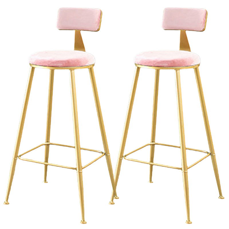 Metal Low Back Dining Stools Glam Armless Bar Stools with Gold Metal Base