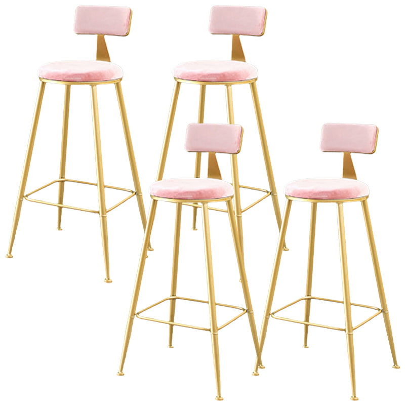 Metal Low Back Dining Stools Glam Armless Bar Stools with Gold Metal Base