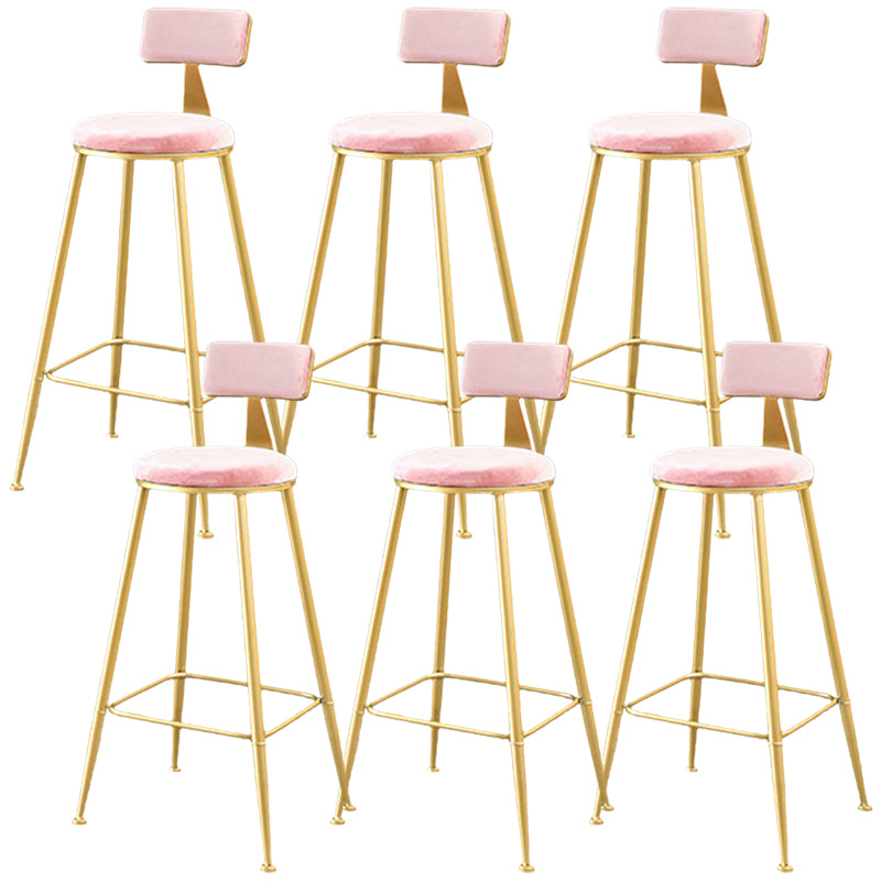 Metal Low Back Dining Stools Glam Armless Bar Stools with Gold Metal Base