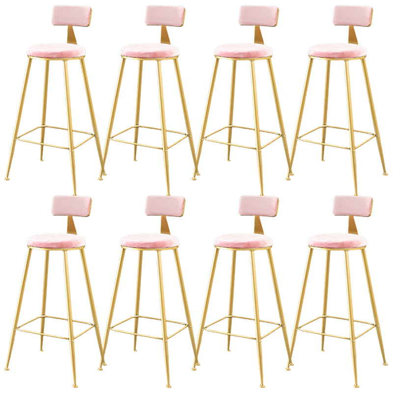 Metal Low Back Dining Stools Glam Armless Bar Stools with Gold Metal Base
