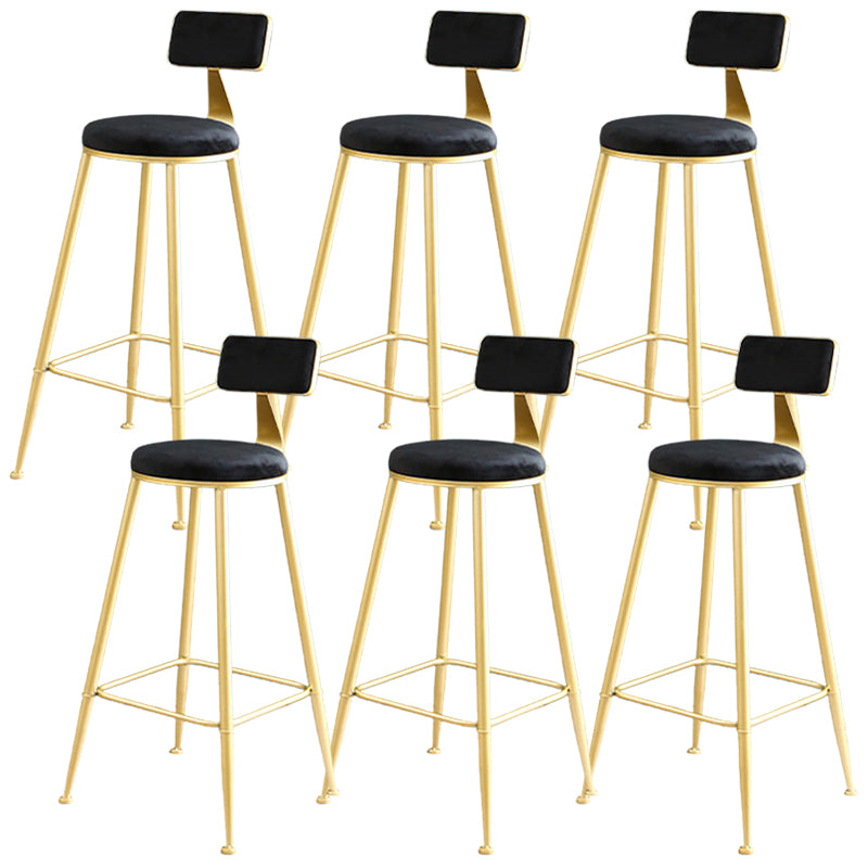 Metal Low Back Dining Stools Glam Armless Bar Stools with Gold Metal Base