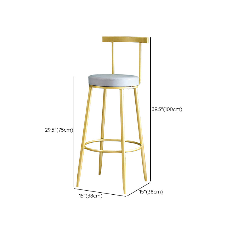 Metal Low Back Dining Stools Glam Armless Bar Stools with Gold Metal Base