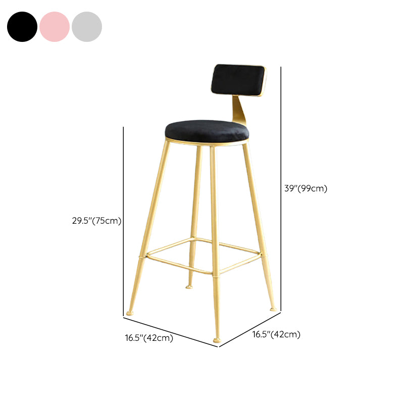 Metal Low Back Dining Stools Glam Armless Bar Stools with Gold Metal Base