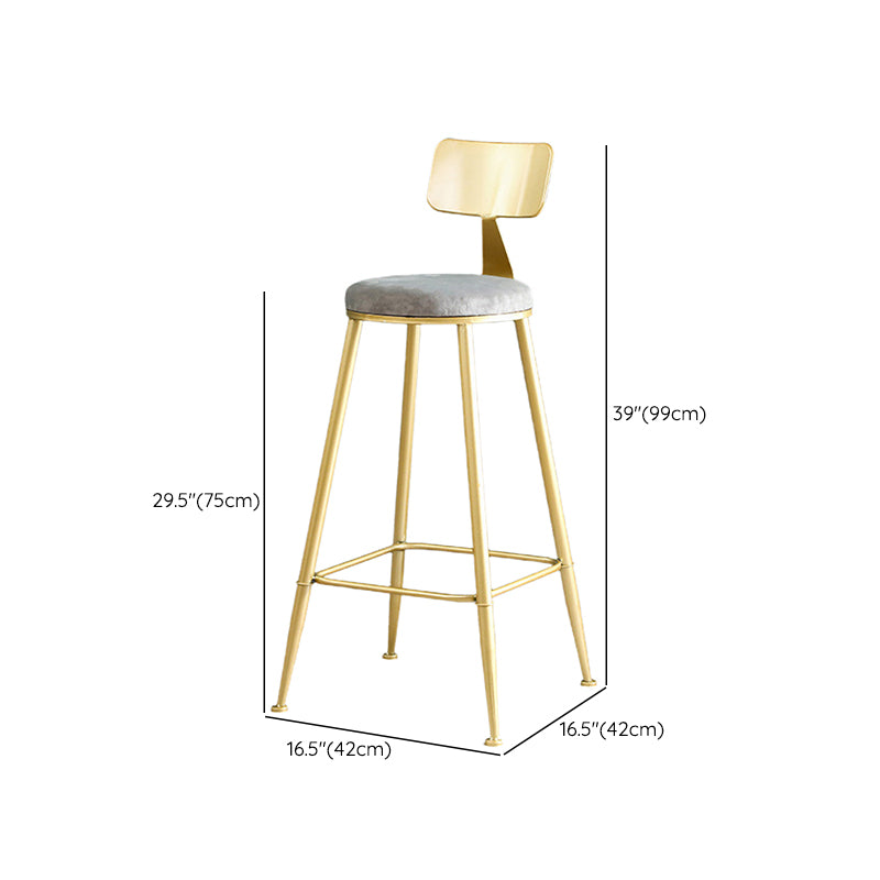 Metal Low Back Dining Stools Glam Armless Bar Stools with Gold Metal Base