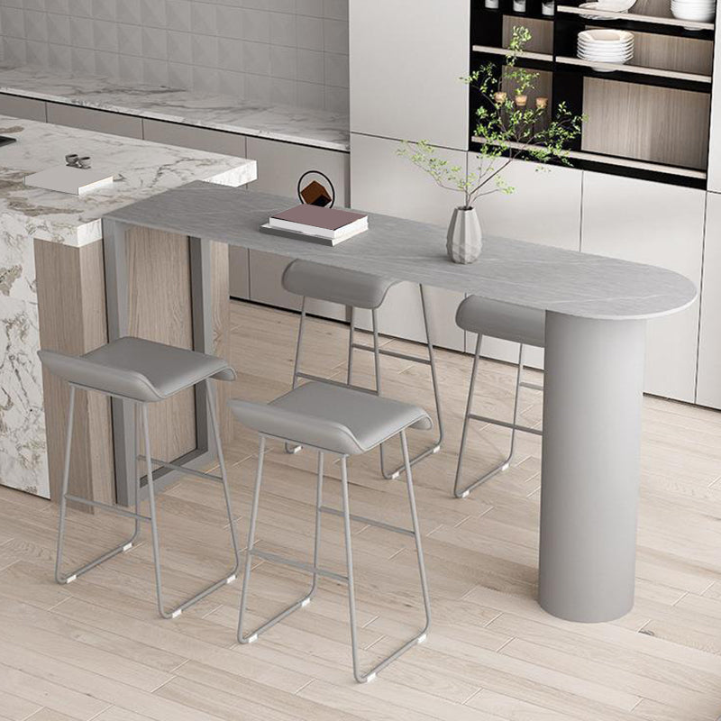 Faux Leather Armless Dining Stools Contemporary Bar Stools with Metal Base