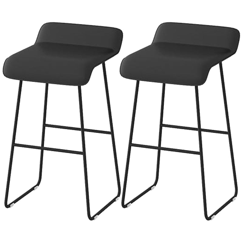 Faux Leather Armless Dining Stools Contemporary Bar Stools with Metal Base