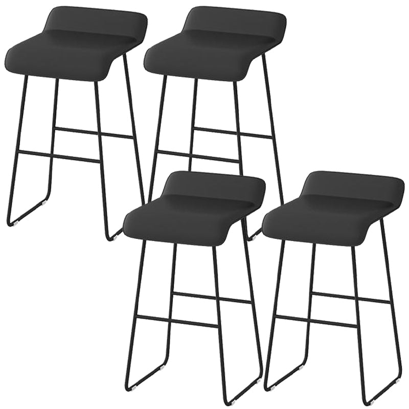 Faux Leather Armless Dining Stools Contemporary Bar Stools with Metal Base
