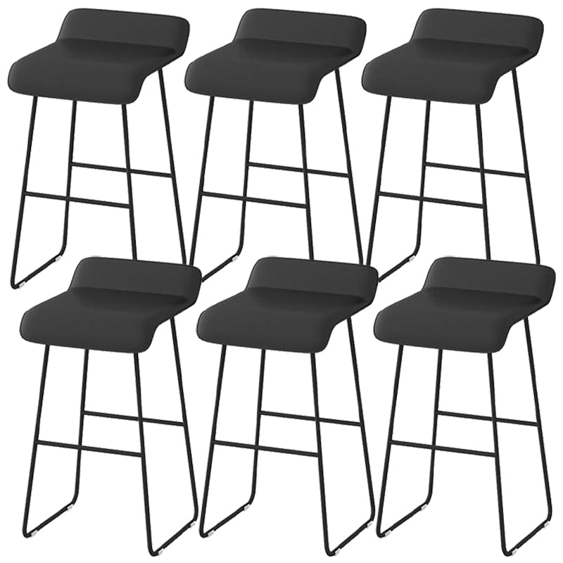 Faux Leather Armless Dining Stools Contemporary Bar Stools with Metal Base