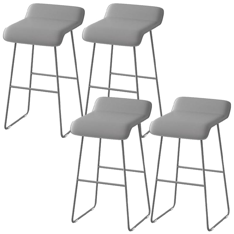 Faux Leather Armless Dining Stools Contemporary Bar Stools with Metal Base