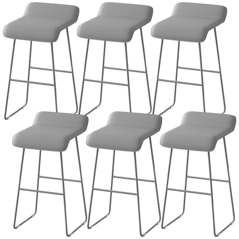 Faux Leather Armless Dining Stools Contemporary Bar Stools with Metal Base