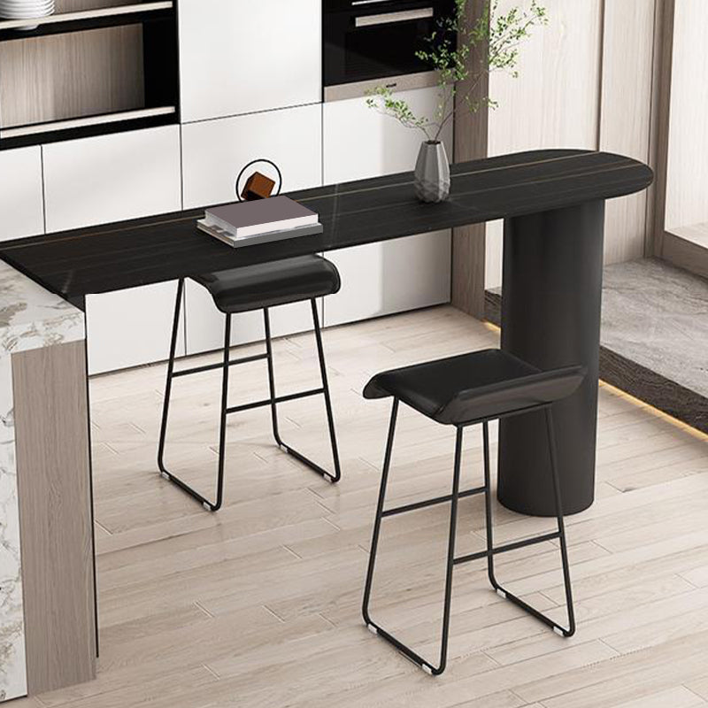 Faux Leather Armless Dining Stools Contemporary Bar Stools with Metal Base