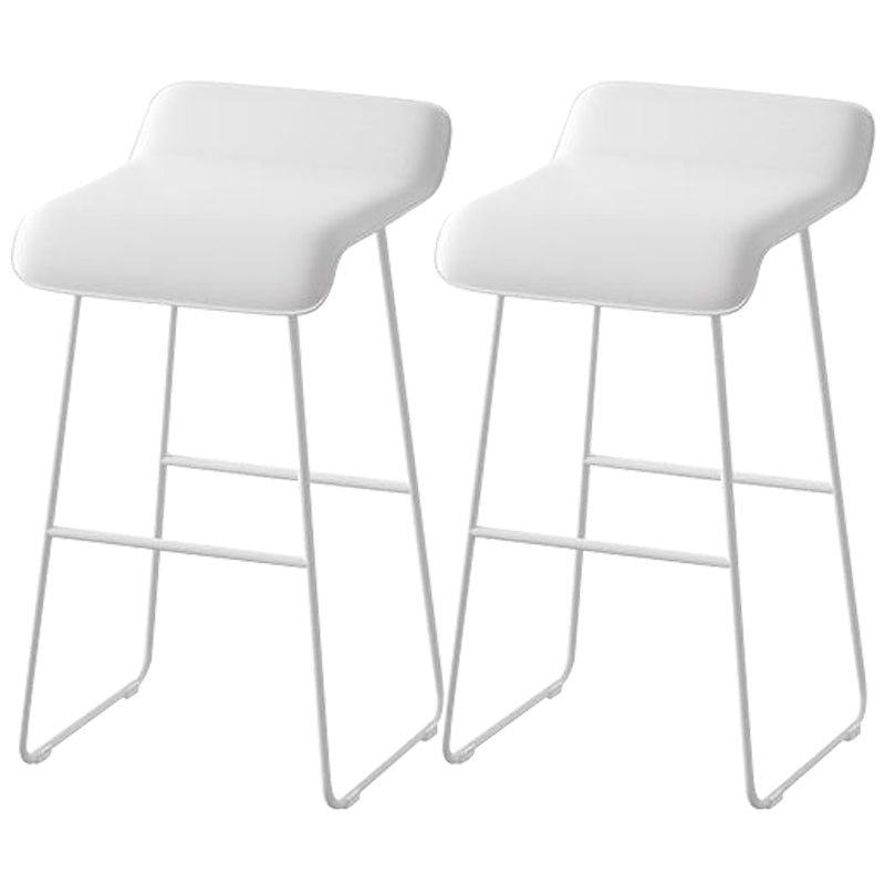 Faux Leather Armless Dining Stools Contemporary Bar Stools with Metal Base