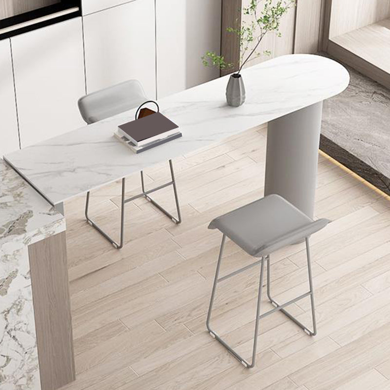 Faux Leather Armless Dining Stools Contemporary Bar Stools with Metal Base