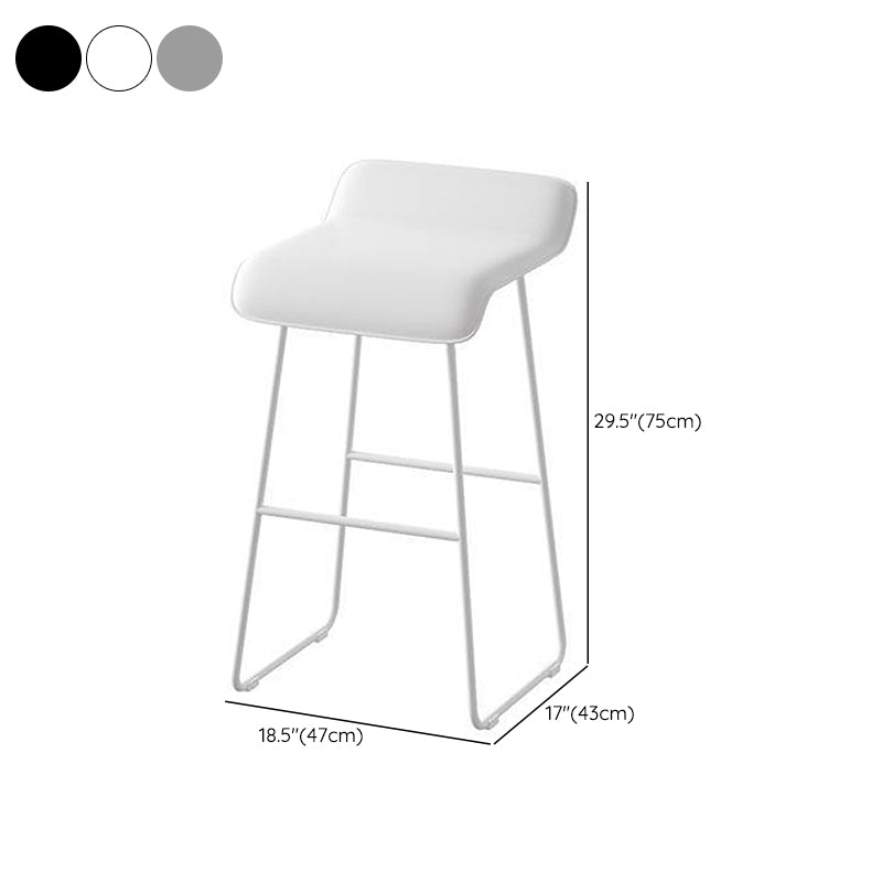 Faux Leather Armless Dining Stools Contemporary Bar Stools with Metal Base