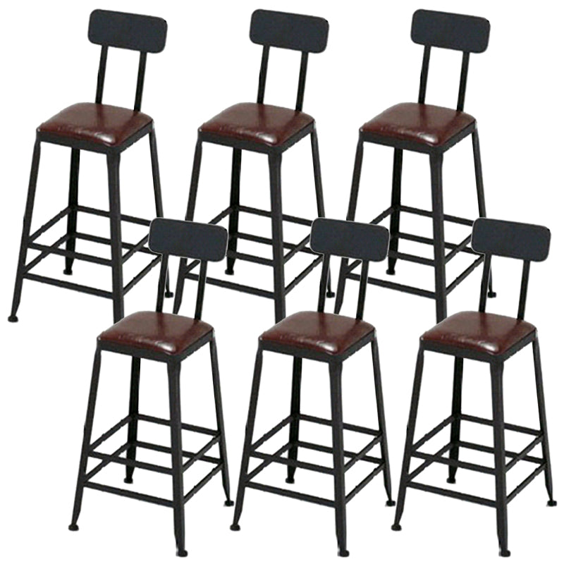 Armless Dining Stools Contemporary Bar Stools with Black Metal Base