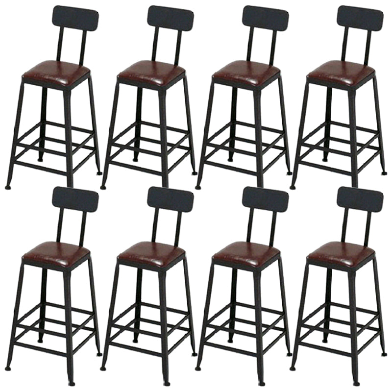 Armless Dining Stools Contemporary Bar Stools with Black Metal Base