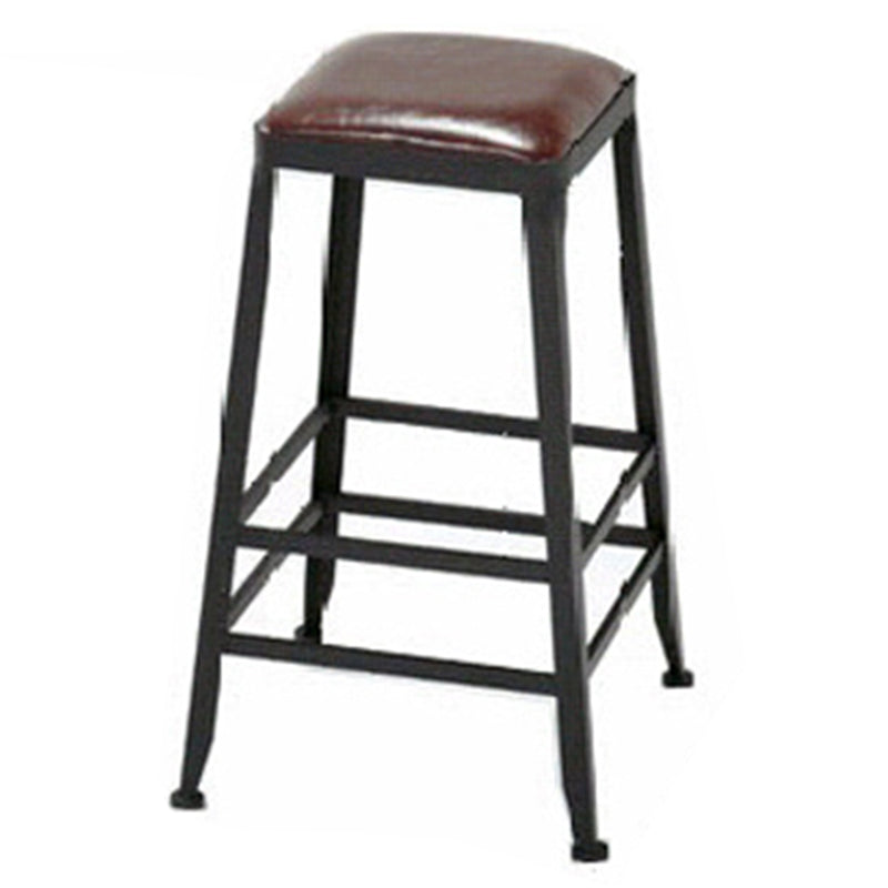 Armless Dining Stools Contemporary Bar Stools with Black Metal Base