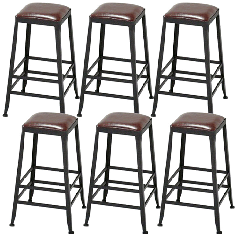 Armless Dining Stools Contemporary Bar Stools with Black Metal Base