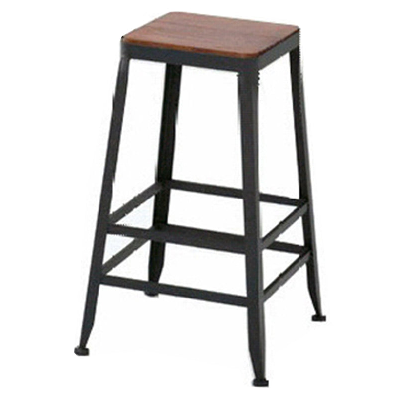 Armless Dining Stools Contemporary Bar Stools with Black Metal Base