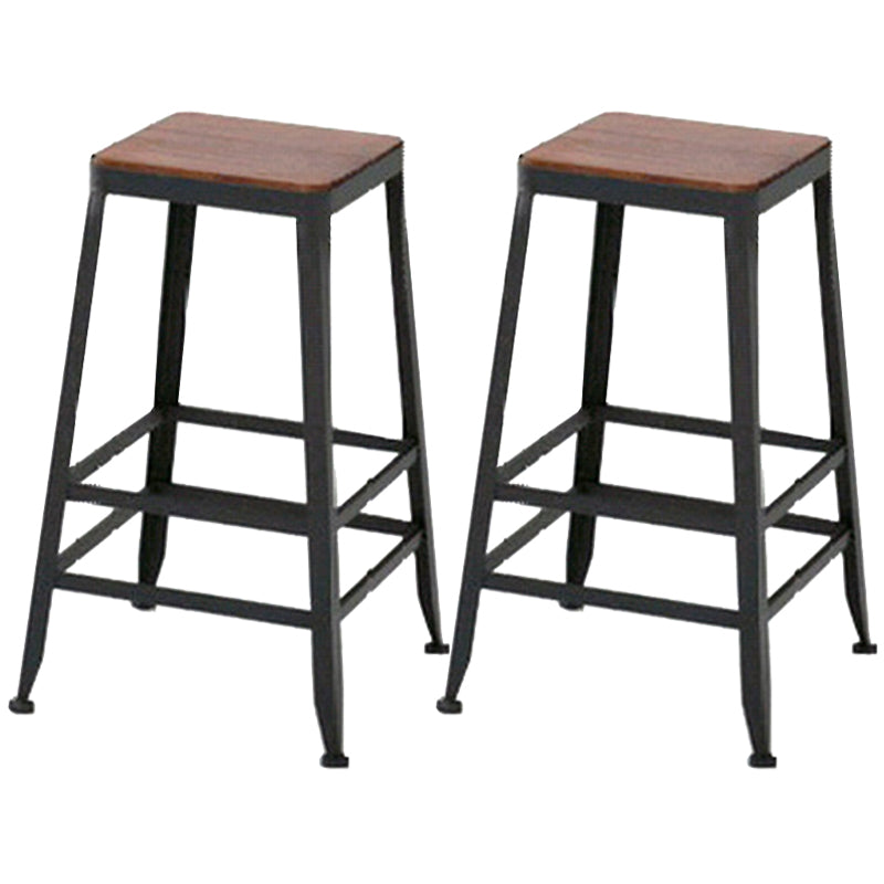 Armless Dining Stools Contemporary Bar Stools with Black Metal Base