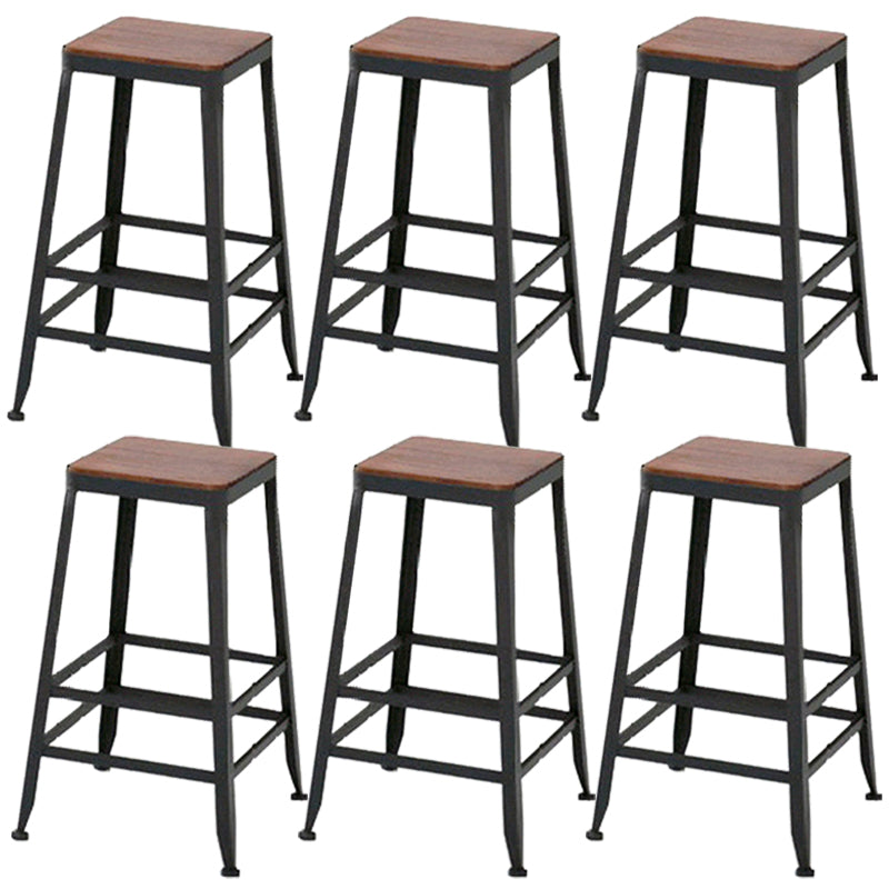 Armless Dining Stools Contemporary Bar Stools with Black Metal Base