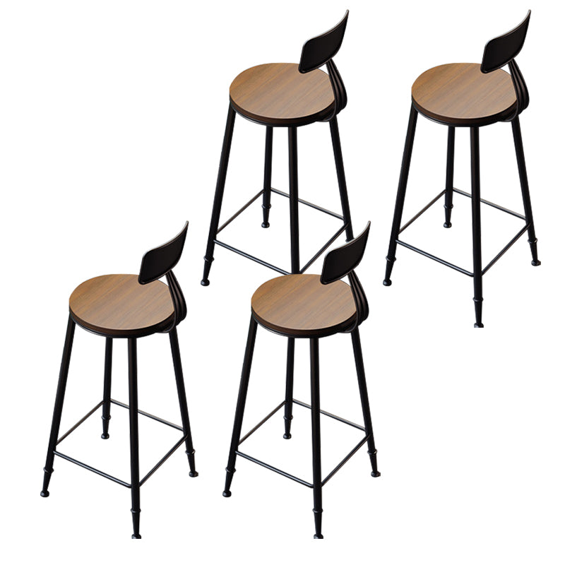 Wood Low Back Dining Stools Contemporary Armless Bar Stools with Footrest