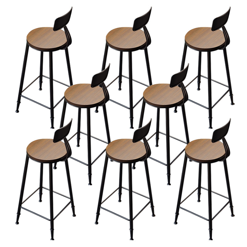 Wood Low Back Dining Stools Contemporary Armless Bar Stools with Footrest