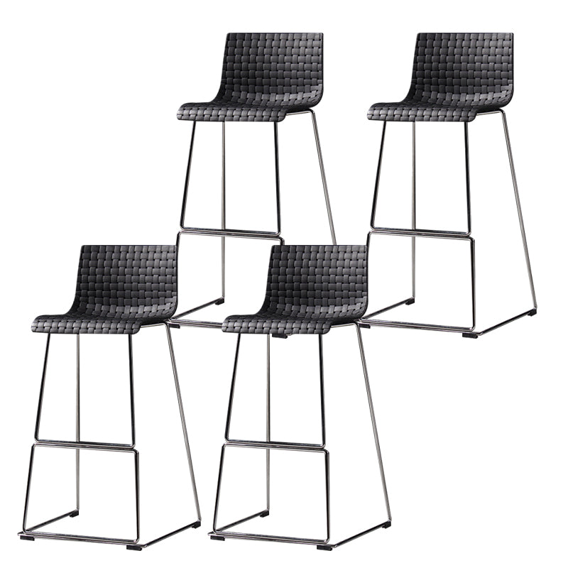 Faux Leathe Dining Stools Contemporary Bar Stools with Black Metal Base