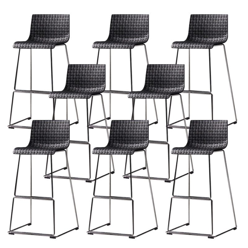 Faux Leathe Dining Stools Contemporary Bar Stools with Black Metal Base