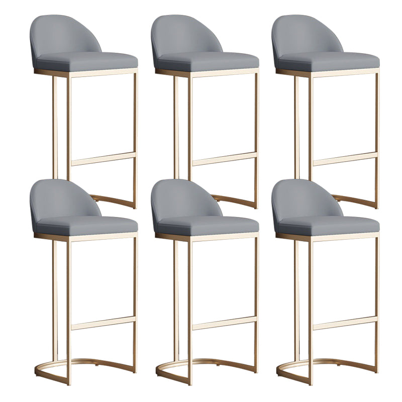 Glam Bucket Dining Stools Low Back Bar Stools with Gold Metal Base