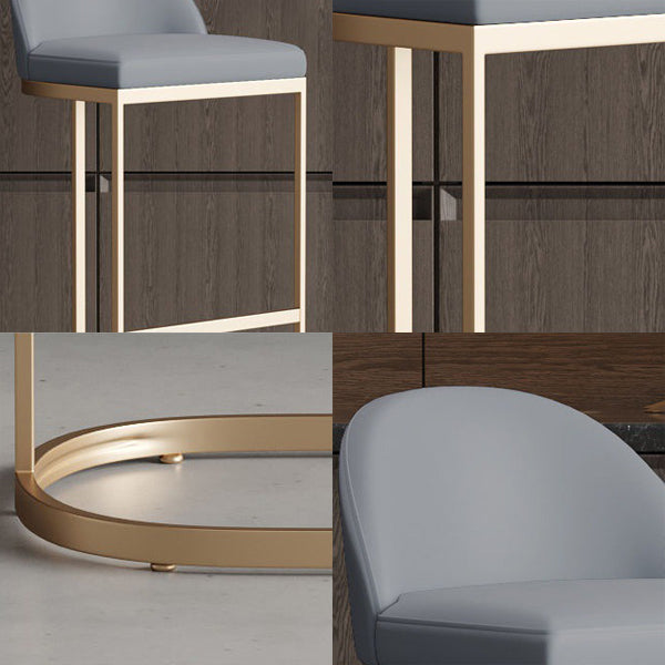 Glam Bucket Dining Stools Low Back Bar Stools with Gold Metal Base