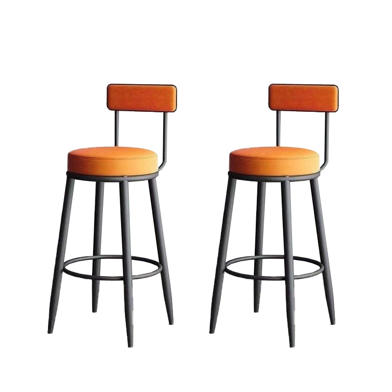 Metal Low Back Dining Stools Glam Armless Bar Stools with Cushion
