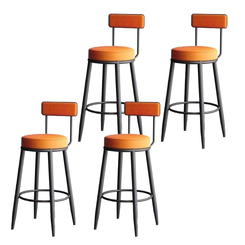 Metal Low Back Dining Stools Glam Armless Bar Stools with Cushion