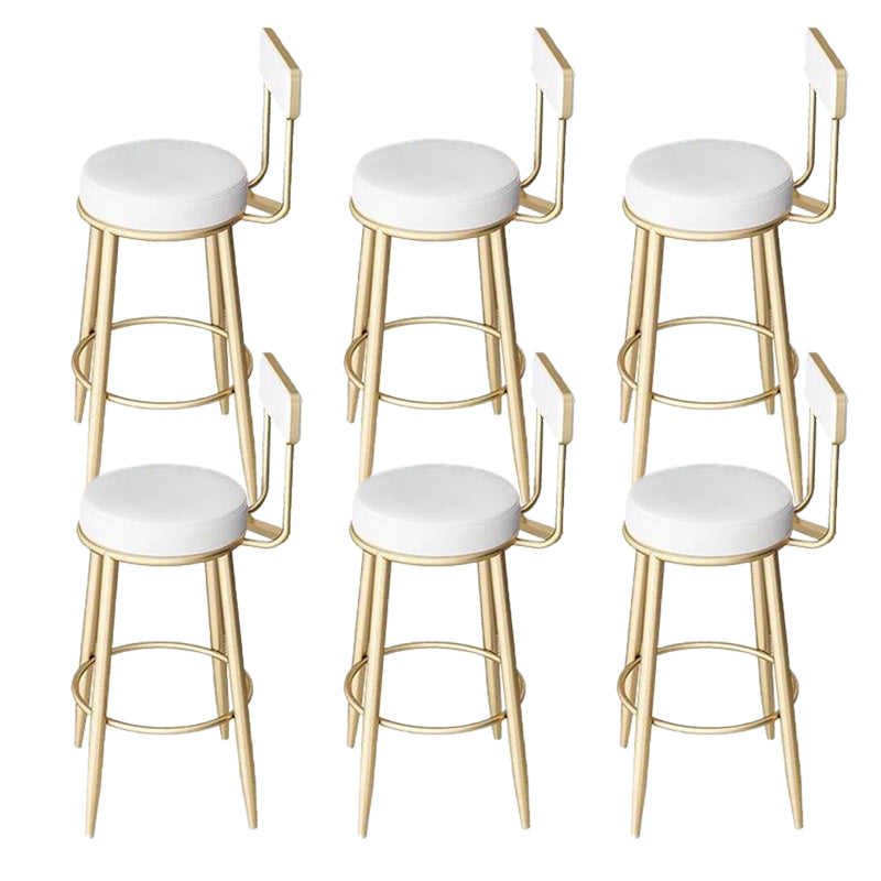 Metal Low Back Dining Stools Glam Armless Bar Stools with Cushion