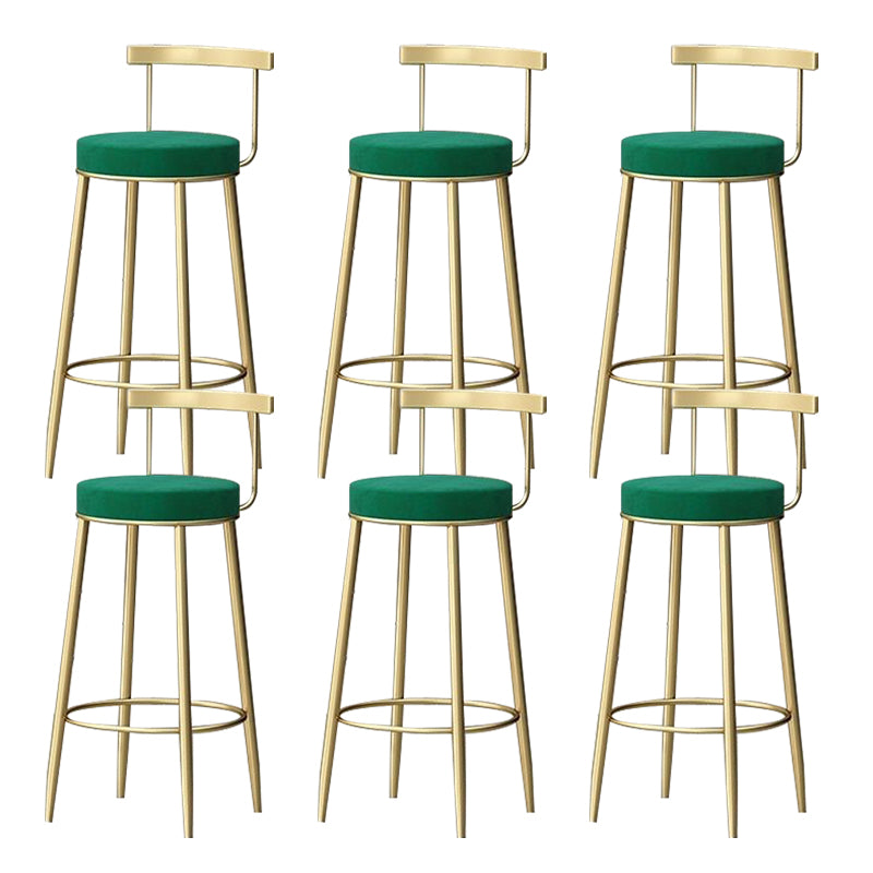 Glam Low Back Dining Stool Metal Armless Bar Stool with Cushion